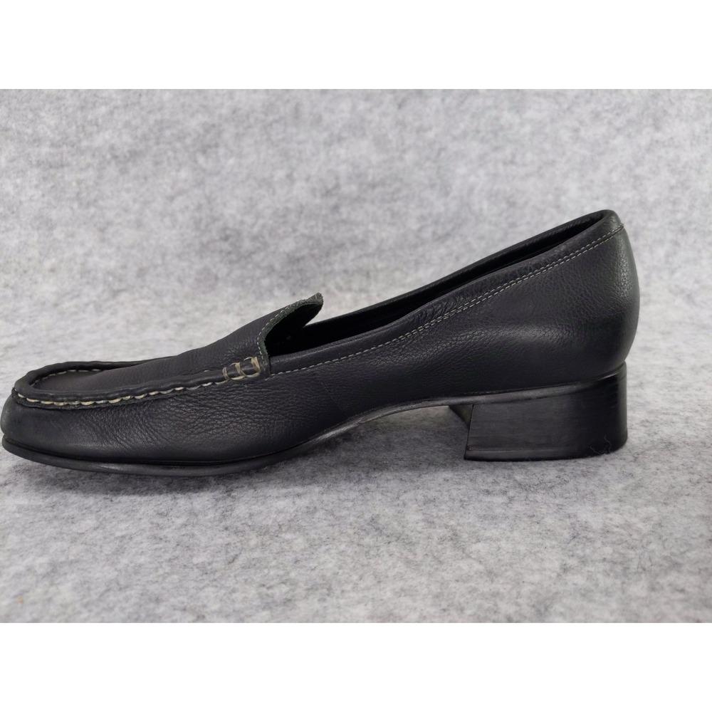 Etienne Aigner Quiz Loafers 9.5M Black Leather‎ Square Toe Block Heel Brazil - Picture 4 of 11